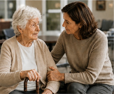 A mother and daughter in conversation